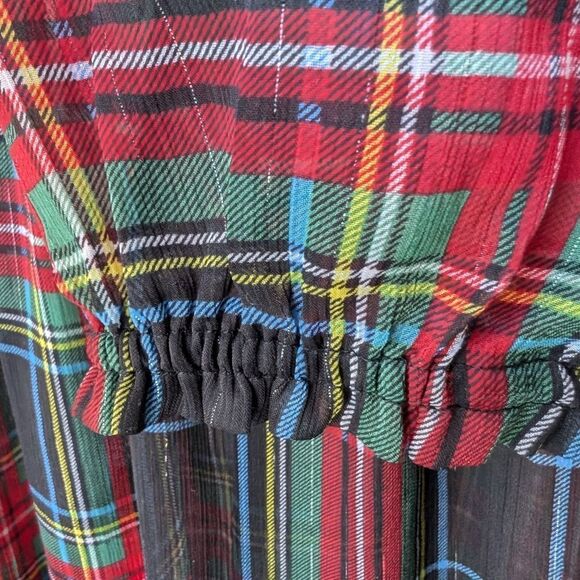 Jcrew Cinched-waist chiffon dress in Stewart tartan sz xl - Picture 4 of 7